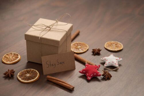 Christmas,Gift,Box,From,Eco,Friendly,Paper,Wrapped,With,Natural Stay safe